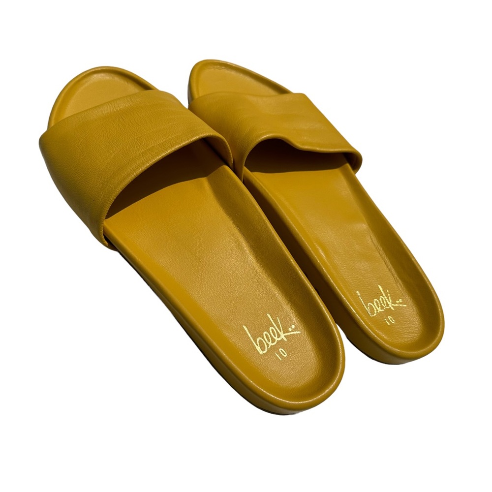 beek Mustard Yellow Slide Sandals - Picture 3 of 6